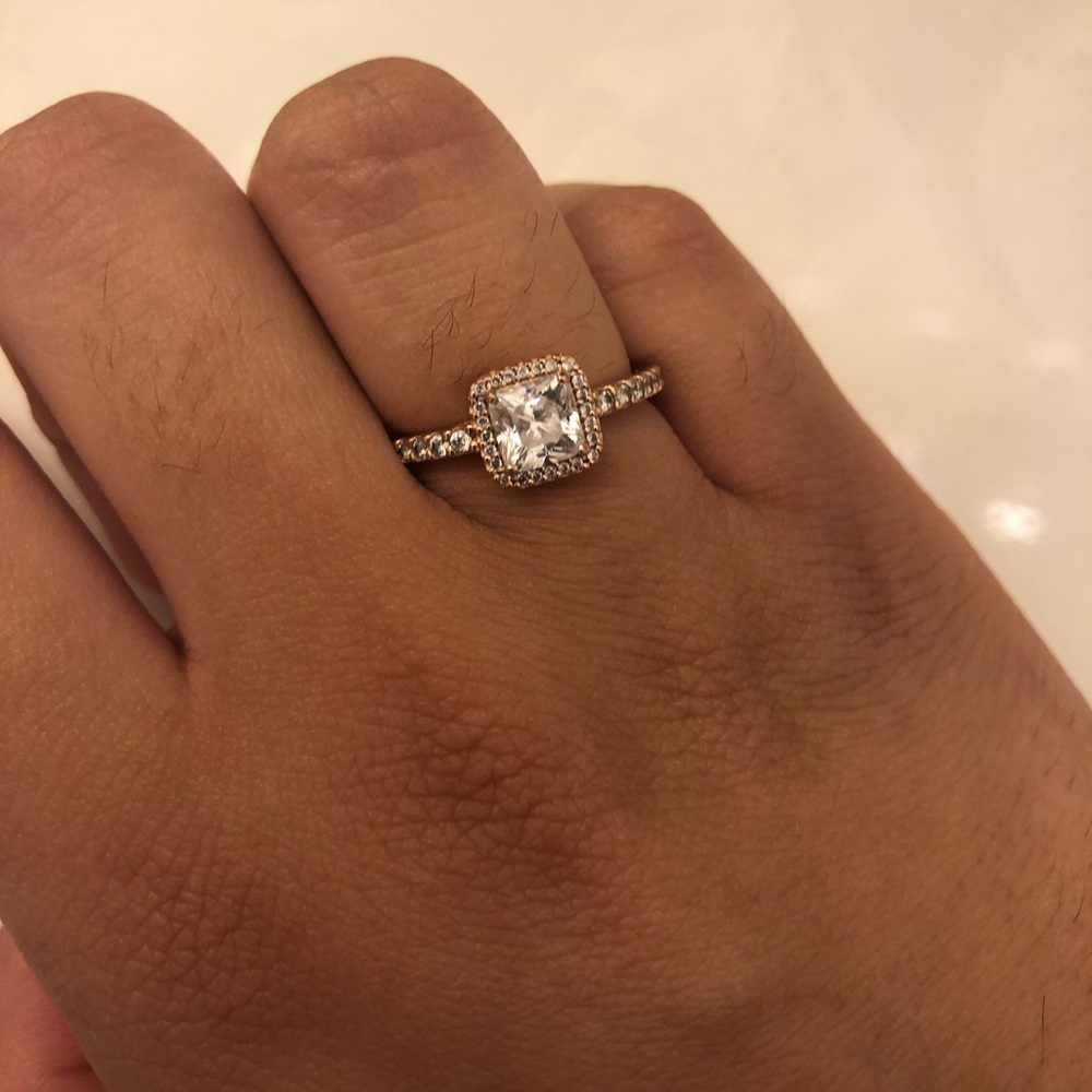 🌹Pandora Square Sparkle Ring Pandora Rose